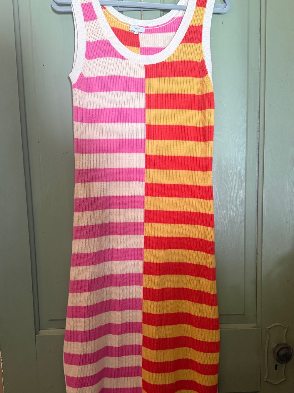 YOY Colorblock Stripe Tank Dress - Pink, Yellow & Red